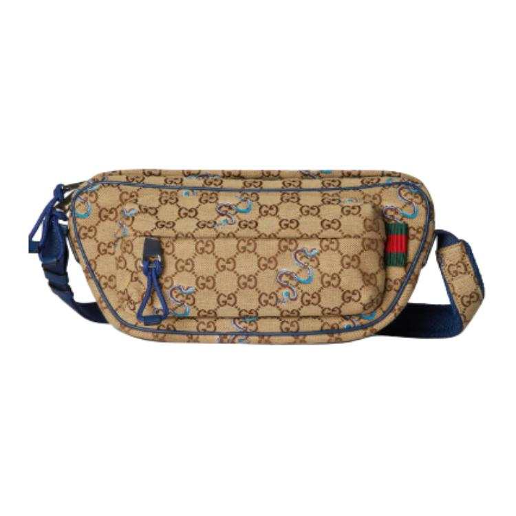 GUCCI Canvas Crossbody Bag, Shoulder Bag Small Unisex Beige & Dark Brown