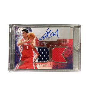 UPPER D.E.C.K SPX Yao Ming, Yao Chairman, Material, Double Sided Window, Signature, Card, Rockets Sports Cards 1 Pc