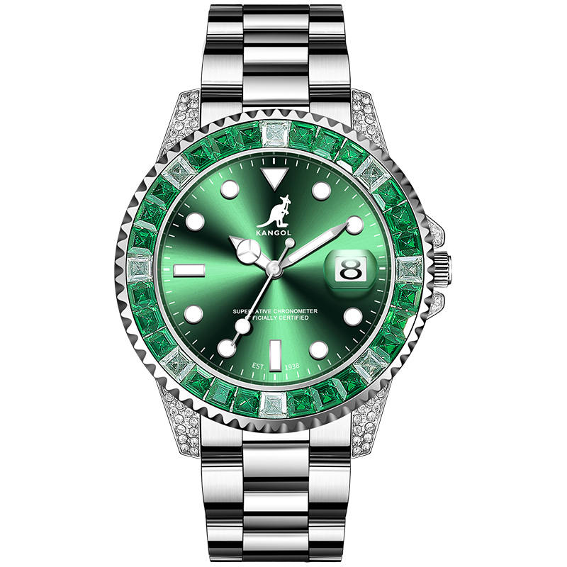KANGOL Diver Quartz Movement Stainless Steel Watchband Watch Men's Watches Green Dial