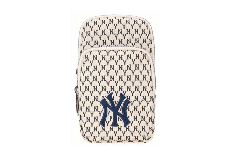 MLB Monogram Collection New York Yankees Leather Crossbody Bag, Shoulder Bag Mini Unisex White