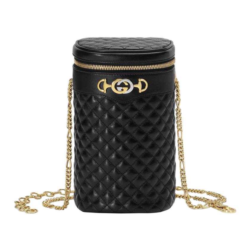 GUCCI Leather Cylinder Bag, Clutch, Crossbody Bag, Shoulder Bag Women's Black