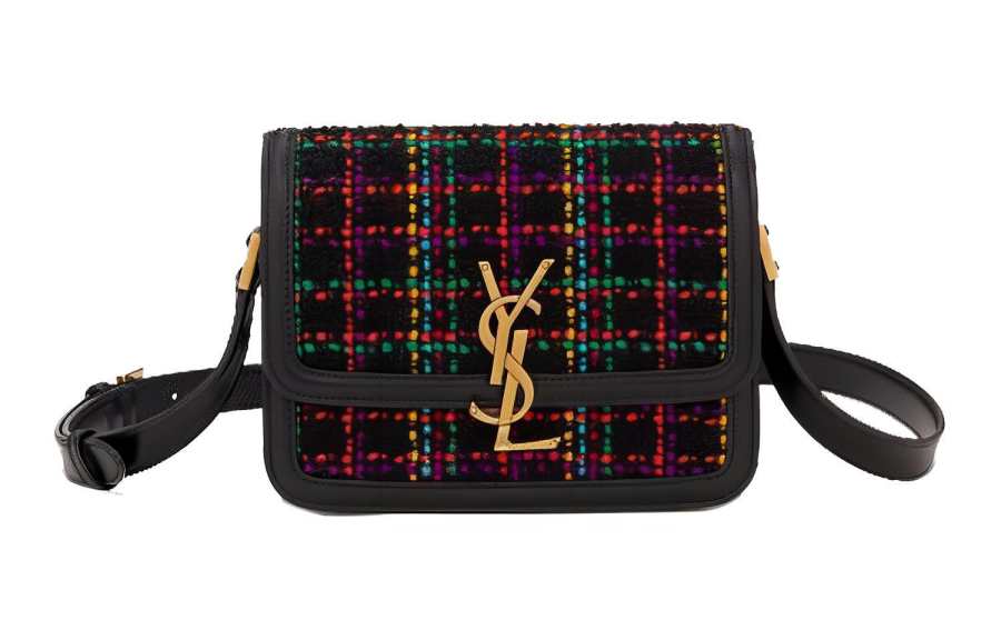 SAINT LAURENT Cow Leather Solferino Box Tofu Bag, Shoulder Bag, Crossbody Bag Small Women's Black