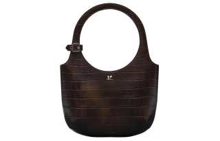 COURREGES Calfskin Handbag Women's Brown