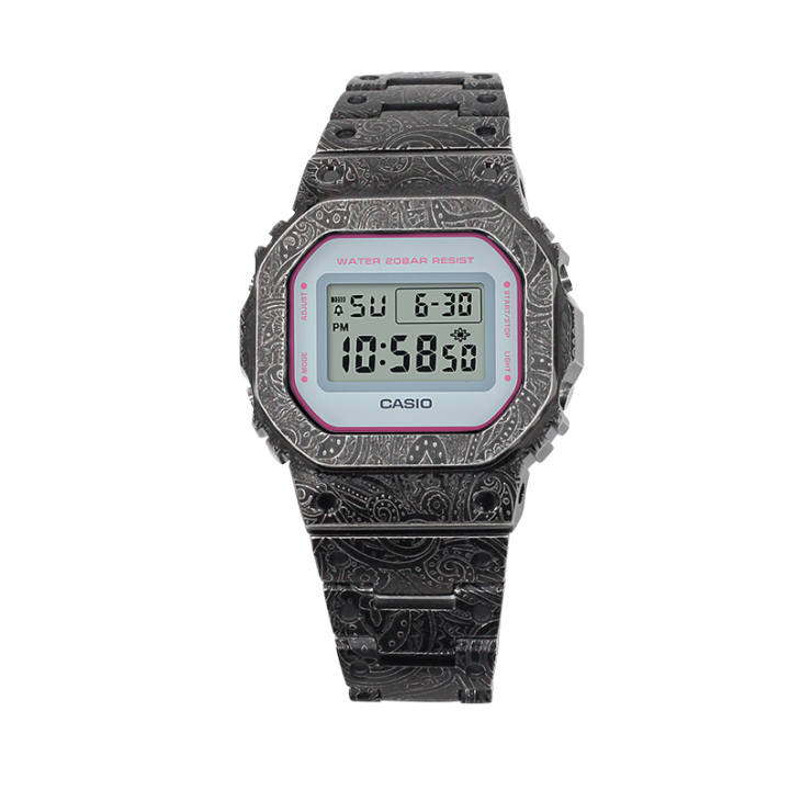 CASIO CASIO Custom Collection DW 5600SC 4 Electronic Movement Metal Strap Watch Unisex Gray Dial