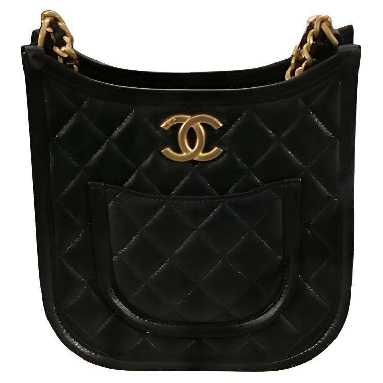 CHANEL Leather Hobo Bag, Shoulder Bag, Crossbody Bag Women's Black