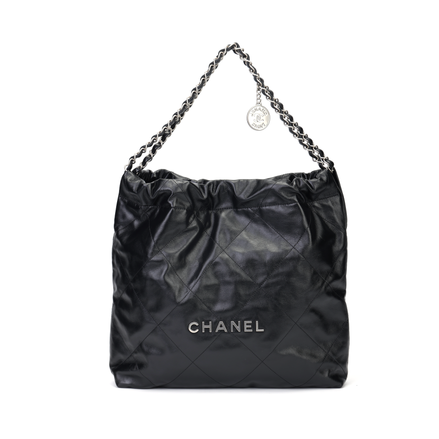 CHANEL 22Bag Shiny Calfskin Hobo Bag, Crossbody Bag, Shoulder Bag Regular Women's Black