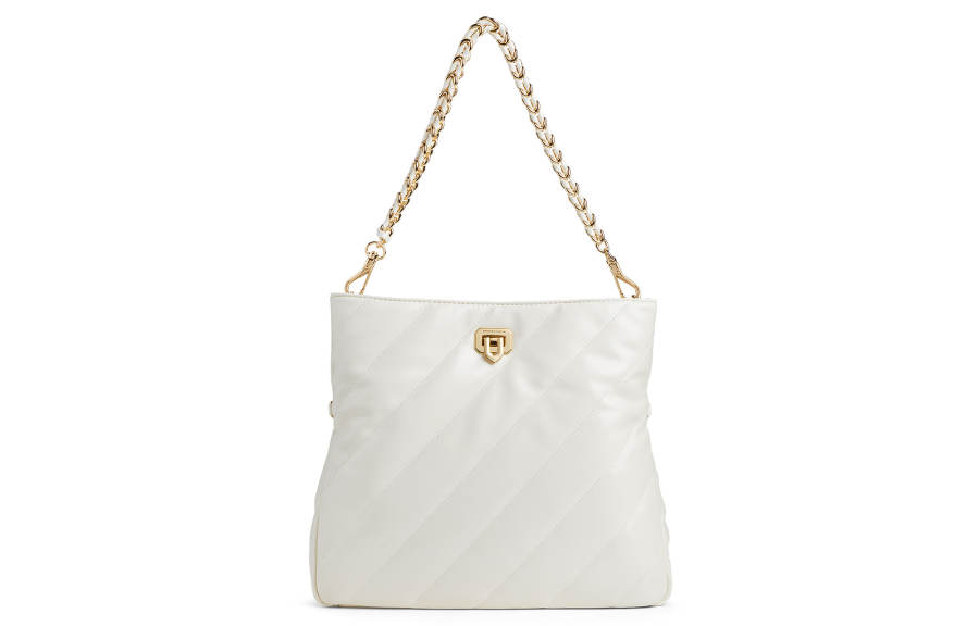 CHARLES&KEITH Pu Shoulder Bag Medium Women's Black/Cream Milk White