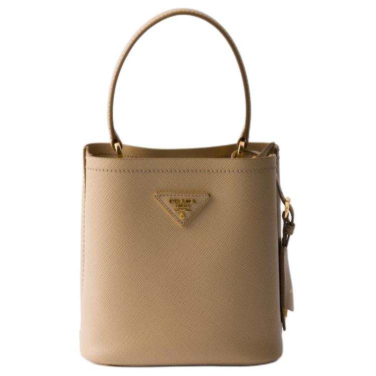 PRADA Panier Calfskin Shoulder Bag, Crossbody Bag, Handbag Mini Women's Sandy Beige