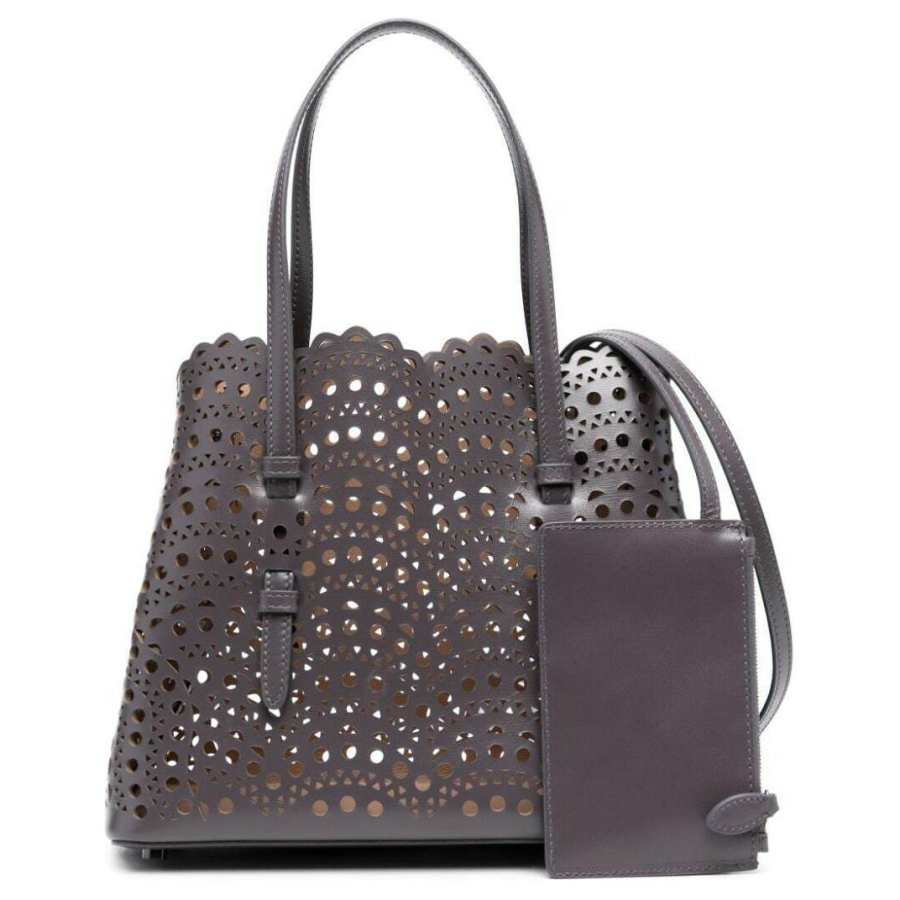 Alaia Calfskin Shoulder Bag, Crossbody Bag, Handbag Women's Medium Gray