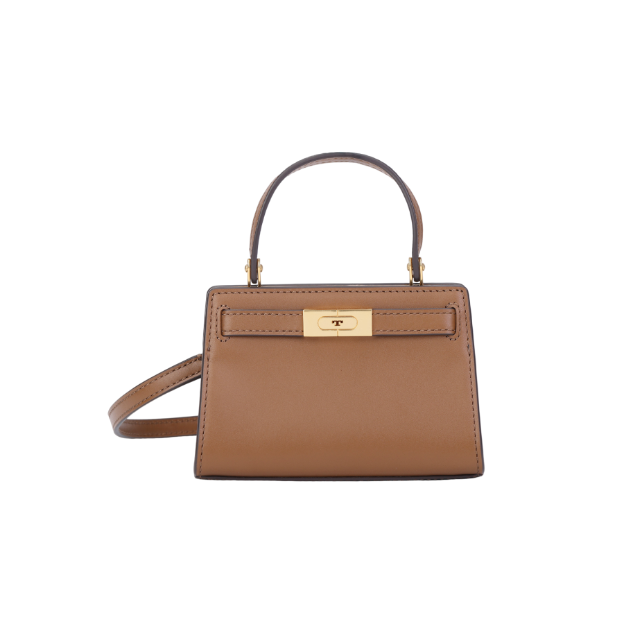 TORY BURCH Lee Radziwill Leather Handbag, Shoulder Bag, Crossbody Bag Extra Small Women's Brown