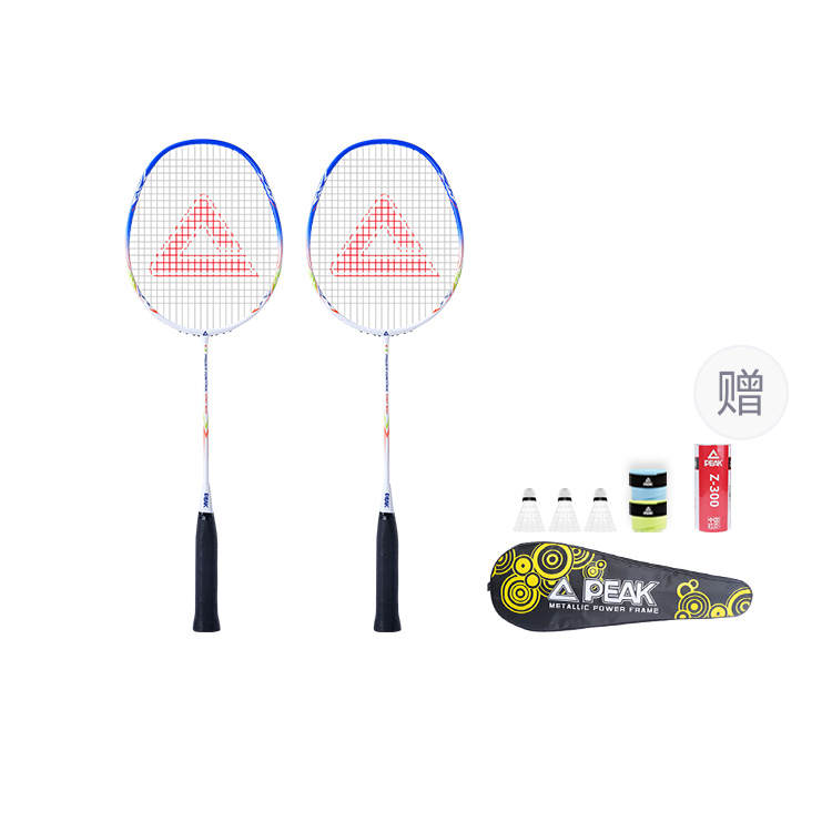 PEAK Carbon Aluminum Badminton Rackets Defensive Type Light Head, Flexible Shaft Entry level Kids' 3U/G6 White Blue