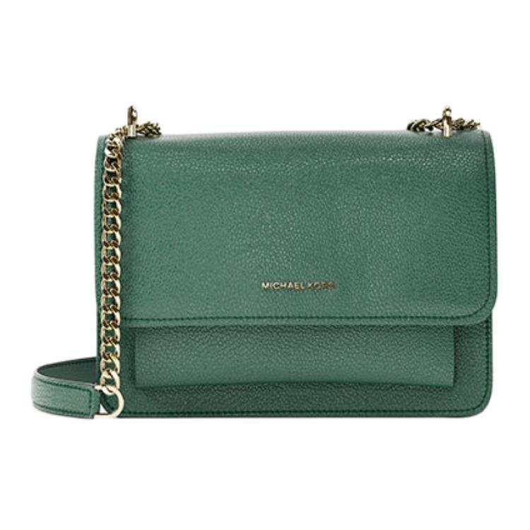 MICHAEL KORS Litchi Grain Leather Crossbody Bag, Shoulder Bag Regular Women's Dark Green