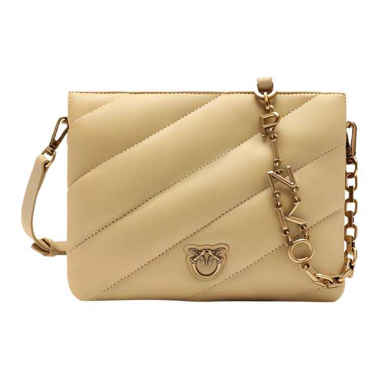 PINKO Sheepskin Shoulder Bag, Crossbody Bag Small Women's Yellow