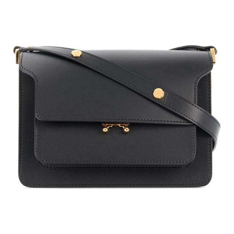 MARNI Flap Closure Calfskin Crossbody Bags Women's Black