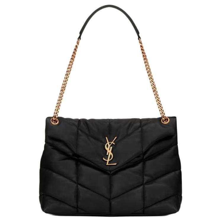 SAINT LAURENT PUFFER Lambskin Shoulder Bag Medium Women's Black