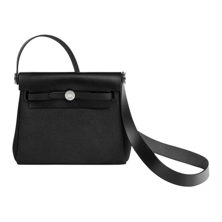 HERMES Canvas With Leather Crossbody Bag, Shoulder Bag Mini Women's Black