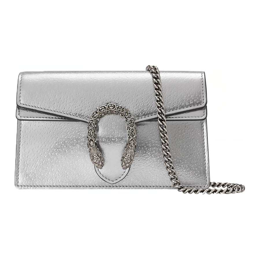 GUCCI Dionysus Leather Crossbody Bag, Shoulder Bag Women's Silver