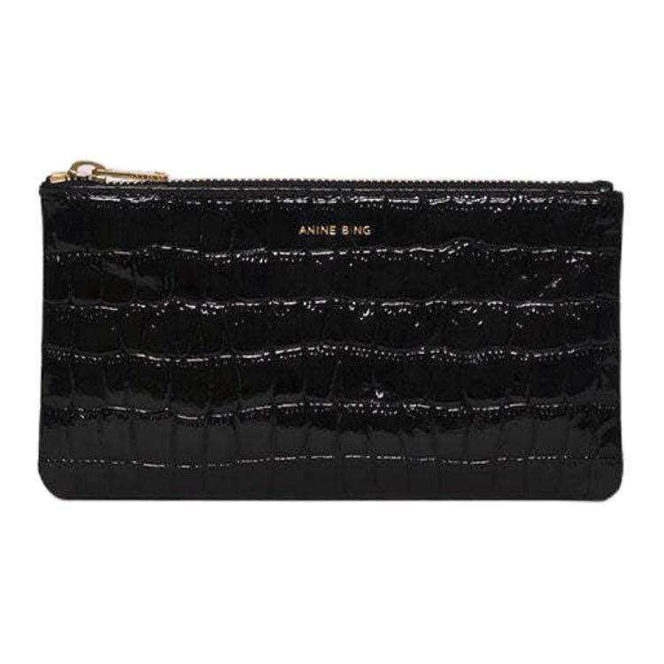 Anine Bing Elly Cow Leather Clutch Regular Women's Black