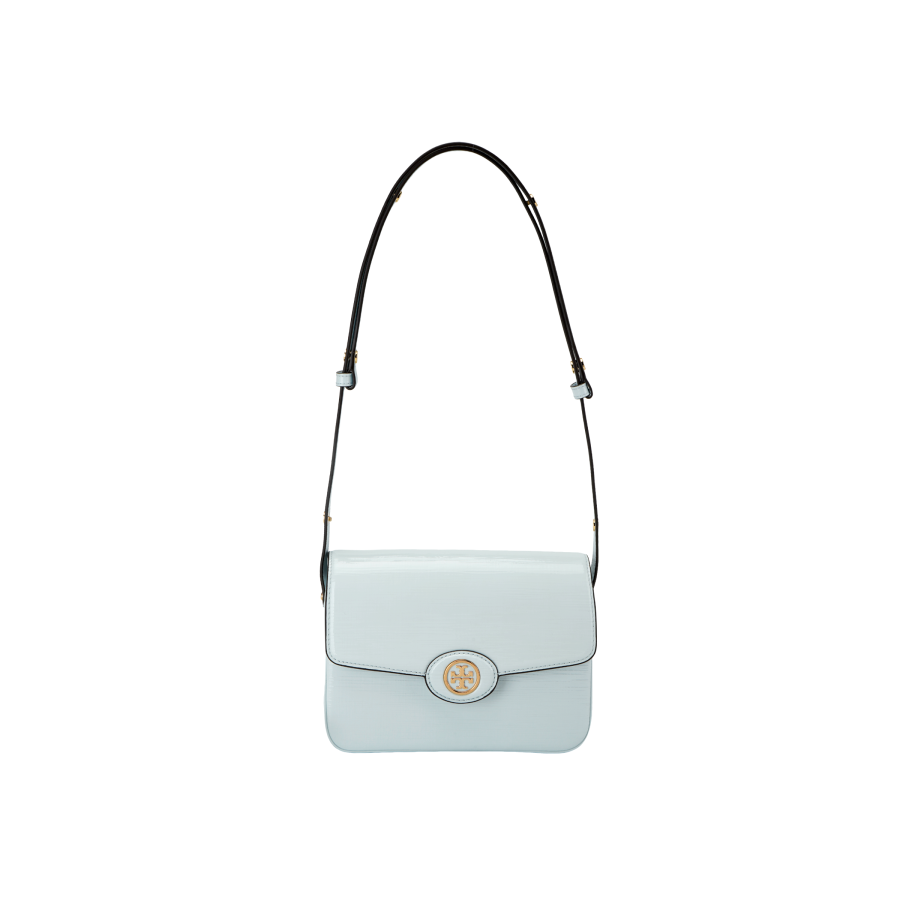 TORY BURCH TORY BURCH Robinson Crosshatched Convertible Shoulder Bag Blue
