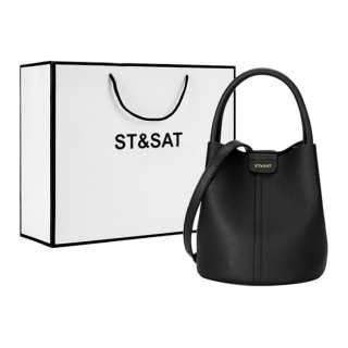 ST&SAT Cow Leather Shoulder Bag, Handheld Basket Bag, Crossbody Handbag Medium Women's Multicolor