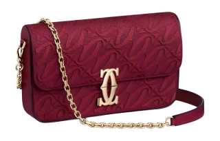 CARTIER C De Cartier Collection Calfskin Shoulder Bag, Crossbody Bag Mini Women's Cherry Red