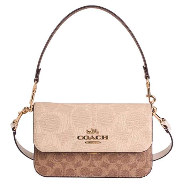 COACH Brynn Artificial Leather Shoulder Bag Medium Women's Sand Yellow & Brown Yellow