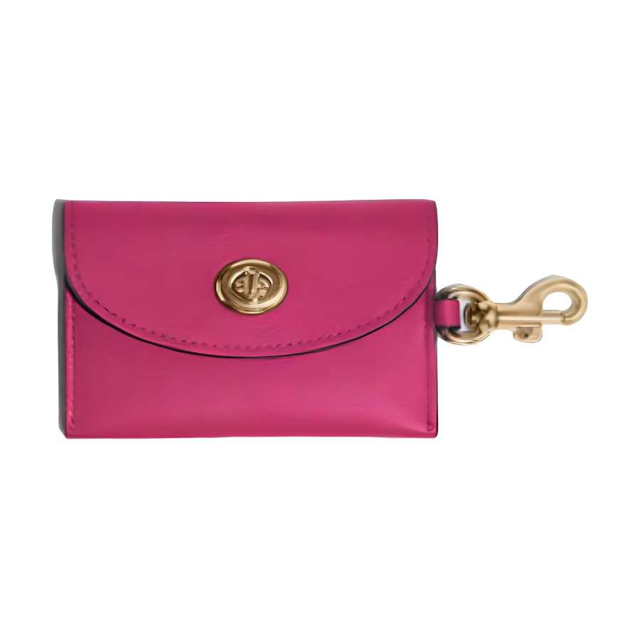 COACH Leather Card Holder, Coin Purse Women's Rose Red