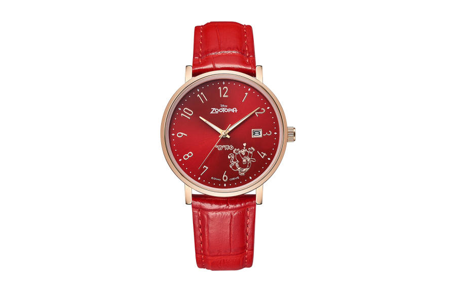 Disney Quartz Movement Leather Strap Watch Women's Watch Red Watch Dial