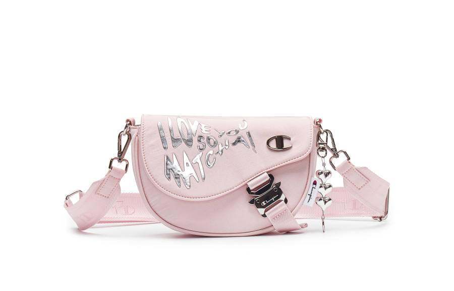 Champion Saddle Bag Fabric Shoulder Bag Women's Light Blue Denim/Washed Pink