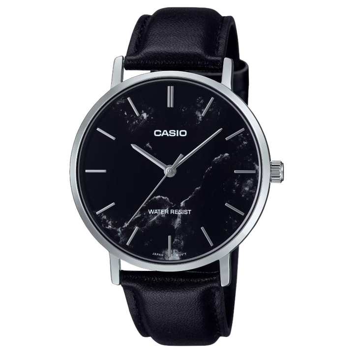CASIO CASIO Water Resistant For Everyday Use Quartz Movement Leather Strap Watch Men's Watches Black Dial