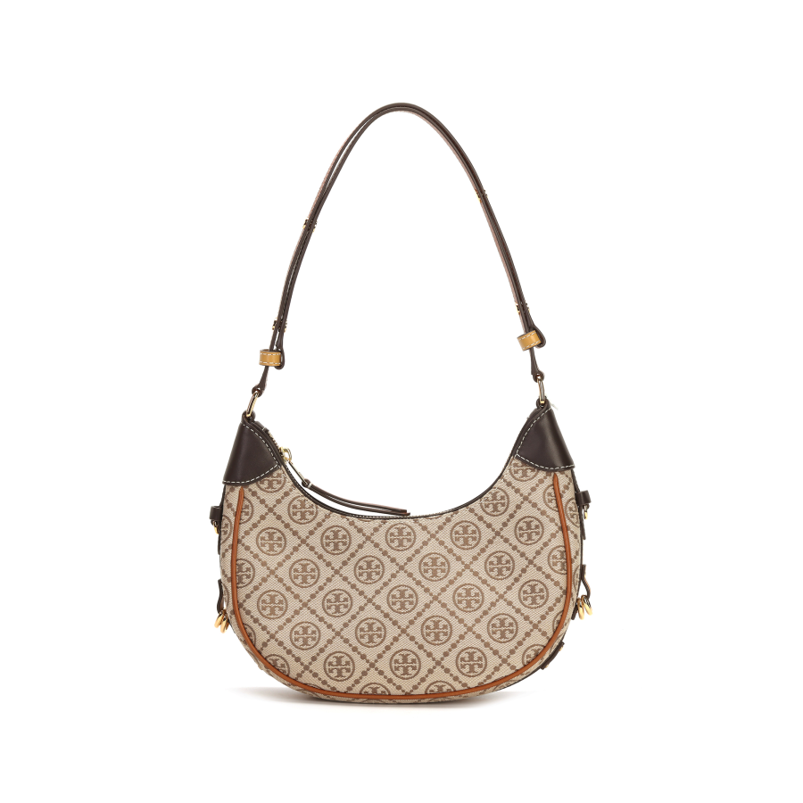 TORY BURCH T Monogram Jacquard Fabric Shoulder Bag, Crescent Bag, Handbag, Shoulder Bag Women's