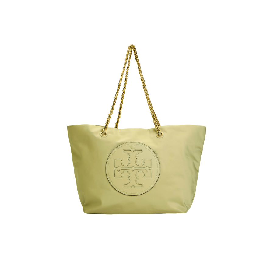 TORY BURCH Ella Fabric+Artificial Leather Tote Bag, Shopping Bag, Shoulder Bag, Handbag Medium Women's Olive