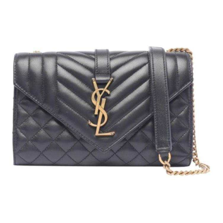 SAINT LAURENT ENVELOPE Lambskin Envelope Bag, Crossbody Bag, Shoulder Bag Women's Black