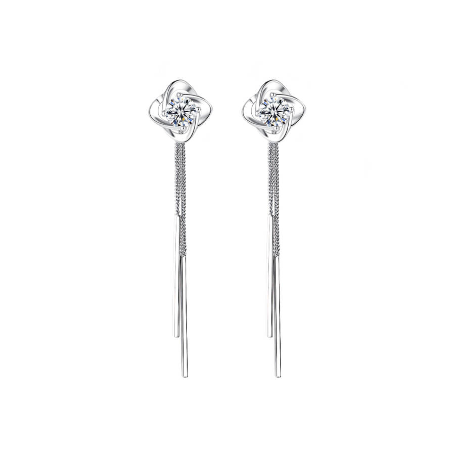 WINY WINY 999 Fine Silver Stud Earrings With Certificate Women's Silver