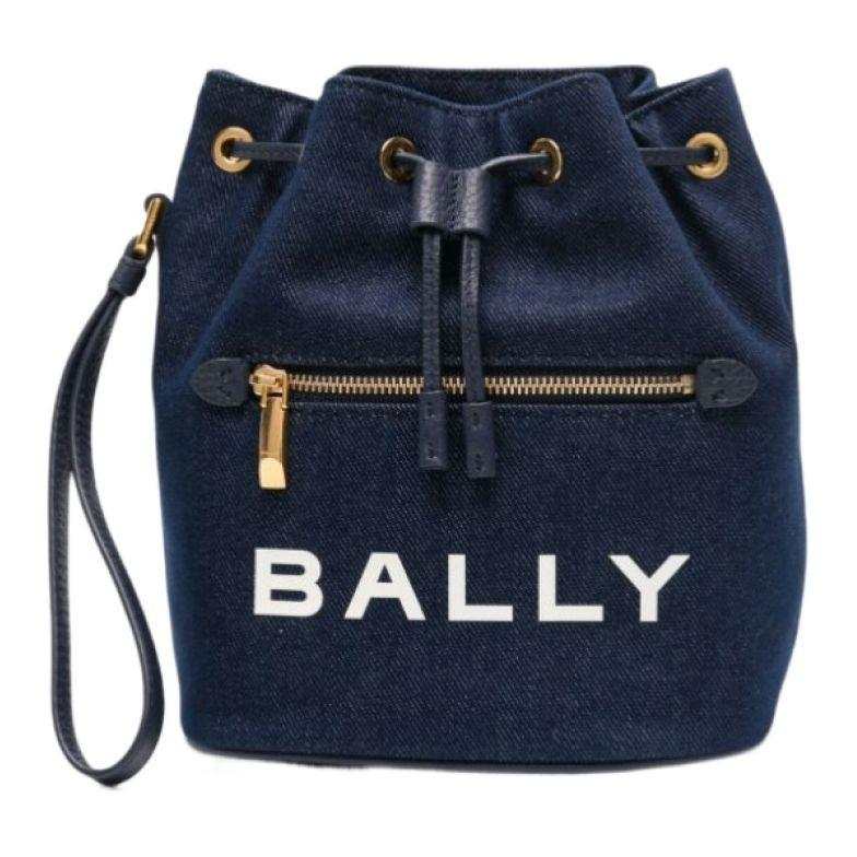 BALLY Fabric Bucket Bag Handbag Women's Blue