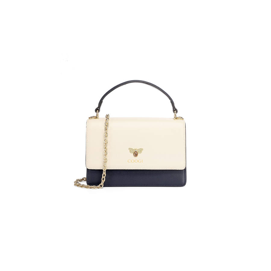 COOGI Cow Leather Handbag Medium Women's Dark Blue/Light Blue/Pink