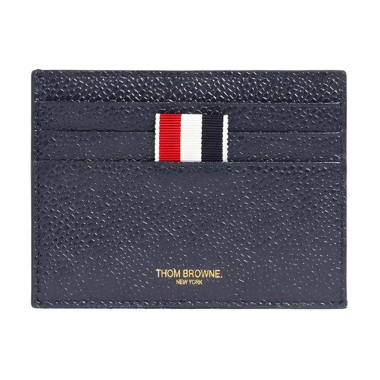 THOM BROWNE THOM BROWNE· Pebble Texture Calfskin Wallet, Card Holder Men's Marine Blue