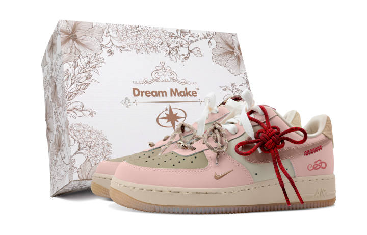 Nike Nike Air Force 1 Slip Resistant Abrasion Resistant Low top Skateboard Shoes Women's Pink Brown