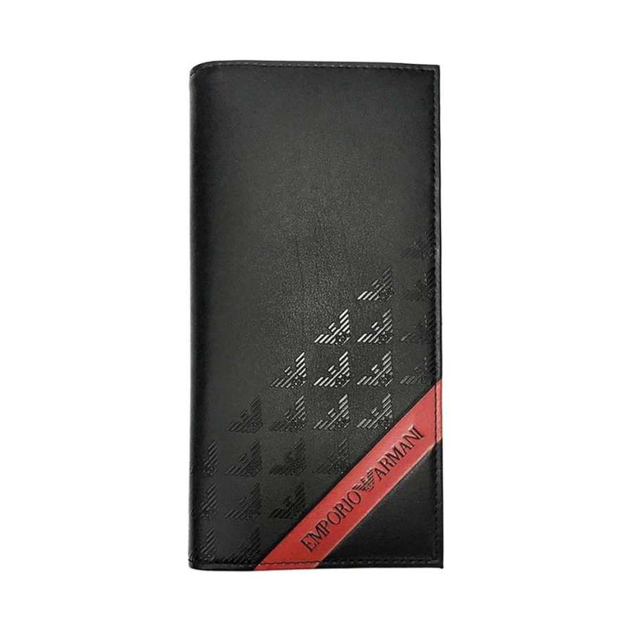 EMPORIO ARMANI Recycled Leather Wallet Men's Black & Red