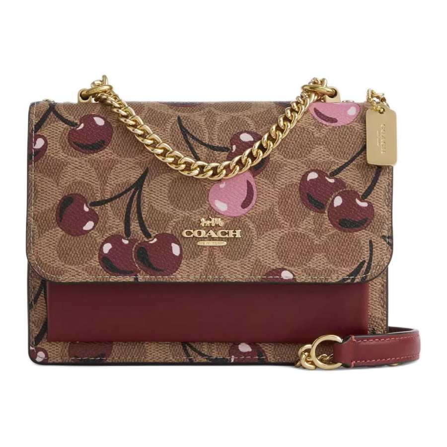 COACH Klare Coated Canvas With Leather Crossbody Bag, Shoulder Bag Small Women's Gold & Umber & Multicolor