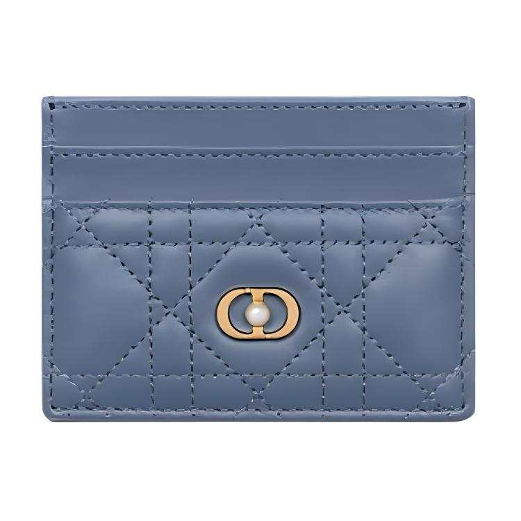 DIOR Jolie Sheepskin Card Holder Women's Denim Blue