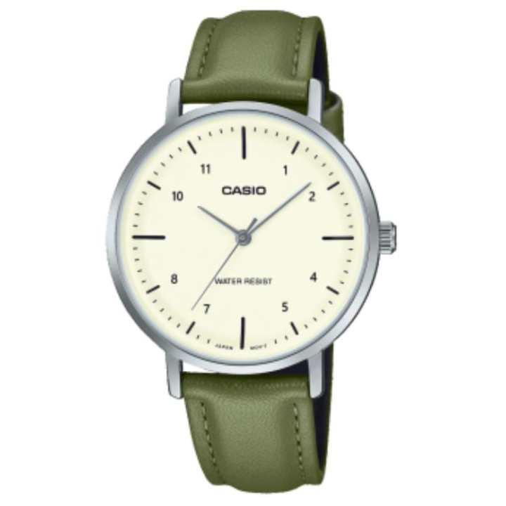 CASIO CASIO Water Resistant For Everyday Use Quartz Movement Leather Strap Watch Unisex Yellow Watch Dial