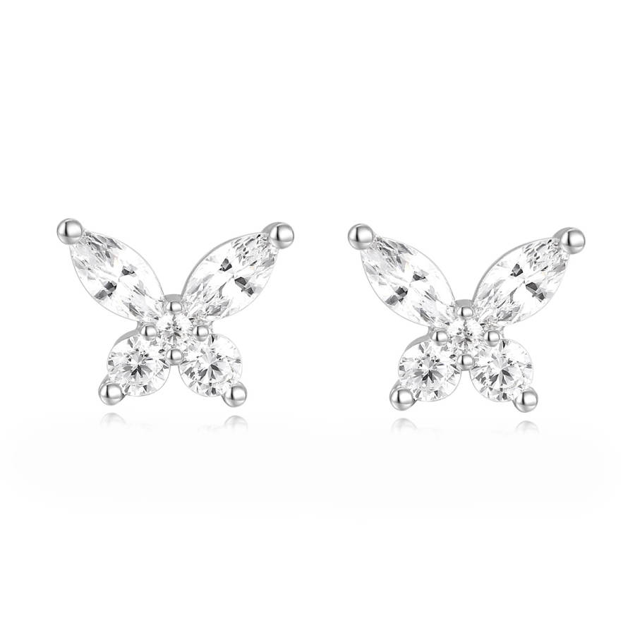Apm Monaco LUMIERE Synthetic Cubic Zirconia Alloy Stud Earrings Women's Silver White