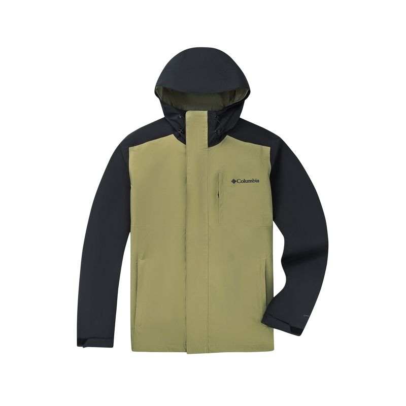Columbia Hiking Windbreaker Jackets Unisex Khaki/Black 327 Hooded Moderate