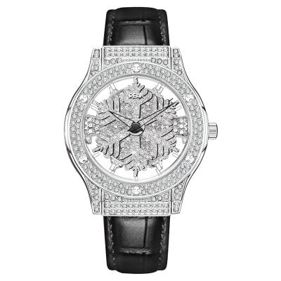 PEAK Quartz Movement Leather Strap Watch Women's Watch Skeleton Dial