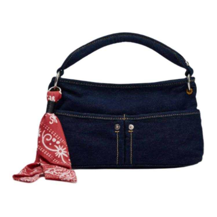 ZARA Cotton One Shoulder Handbag Medium Women's Blue