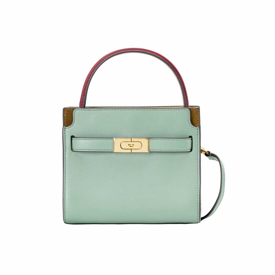 TORY BURCH Lee Radziwill Double Layer Cow Leather Handbag Mini Women's Stream Blue