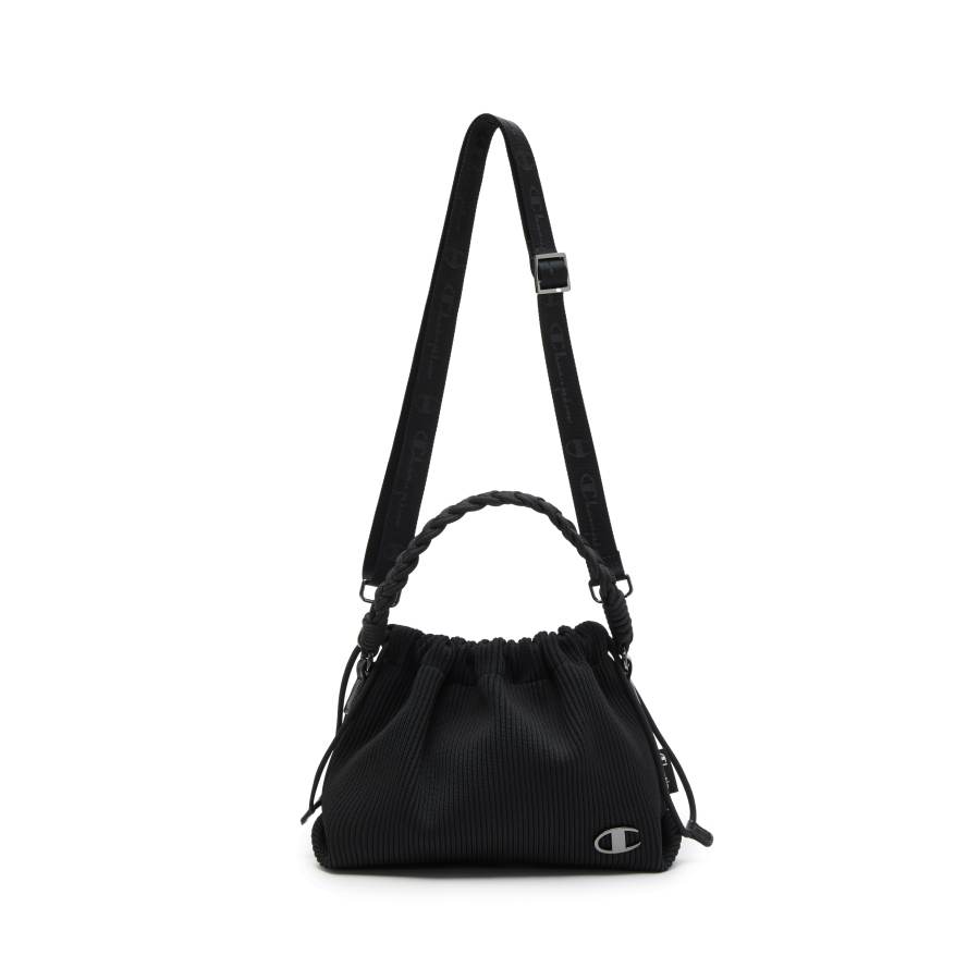 Champion Knitted Fabric Handbag, Shoulder Bag Small Unisex Black/Washed Pink/Silver White
