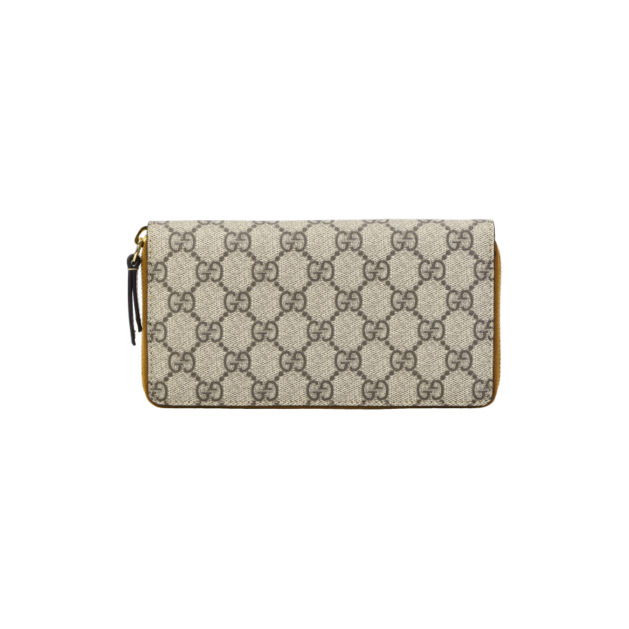 GUCCI Canvas With Leather Wallet Regular Women's Ebony/Brown