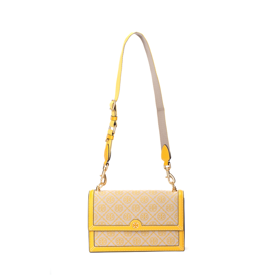 TORY BURCH T Monogram Jacquard Canvas Shoulder Bag, Crossbody Bag Women's Yellow